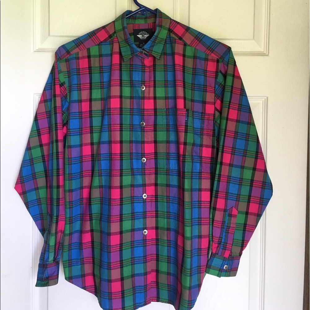 Dockers Vibrant Multicolored Collared Button Down - image 3